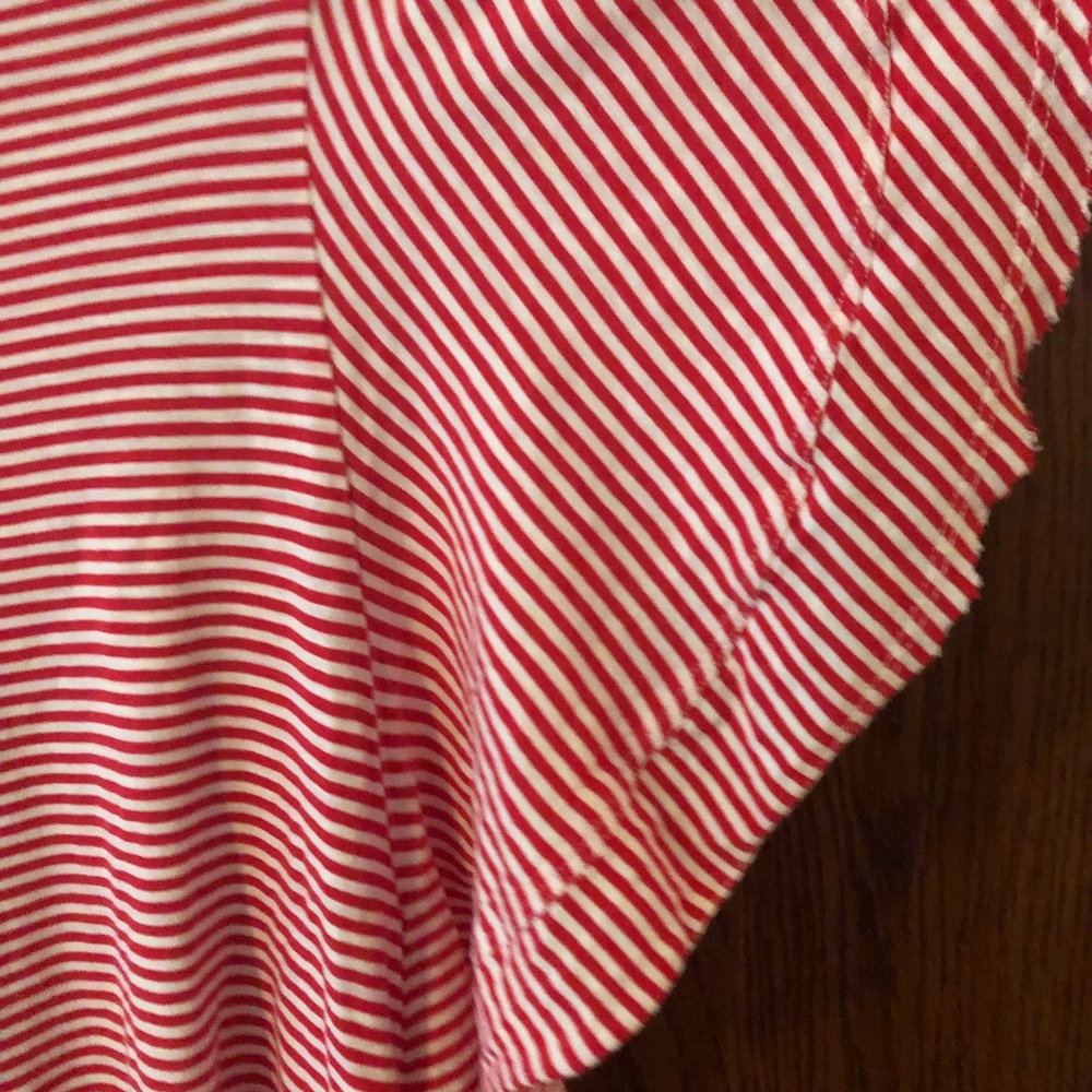 NWT terra & sky women’s T-shirt, pink and white stripe, fluffy sleeve, 1X - Picture 5 of 5